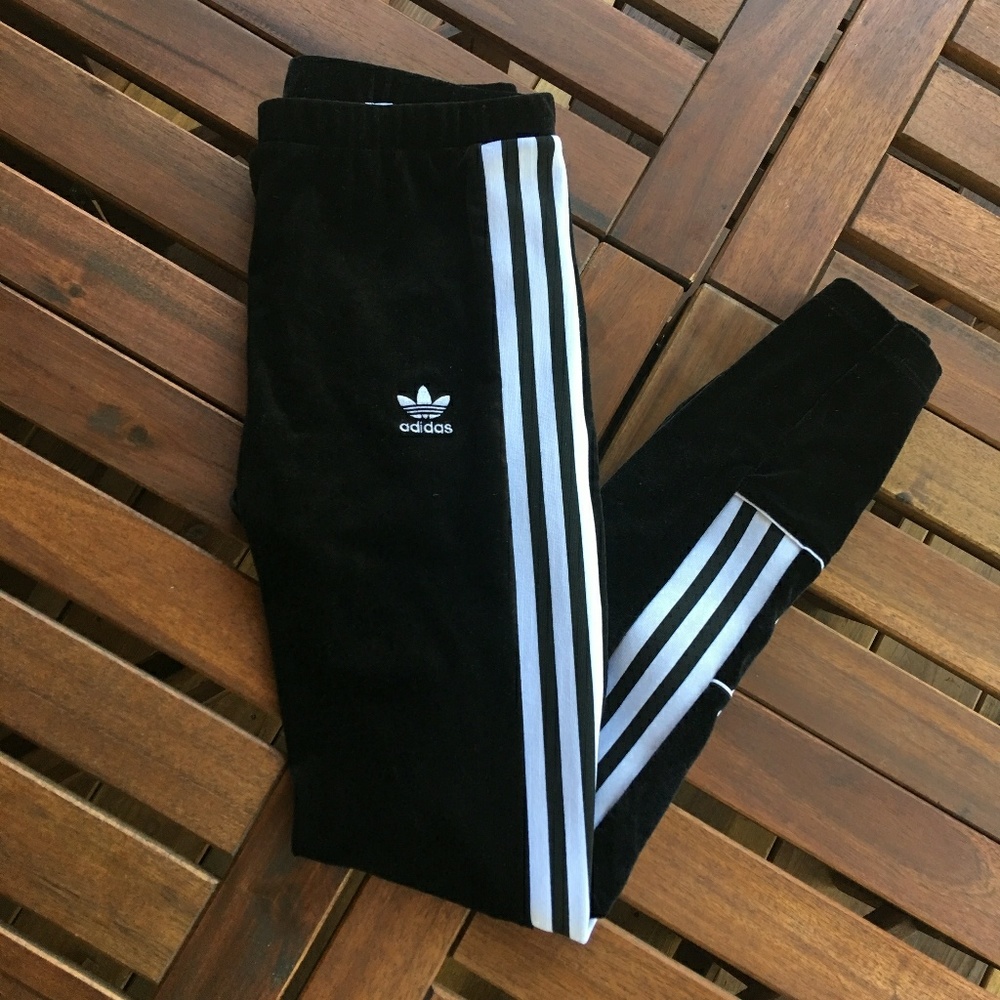 Adidas black velvet leggings